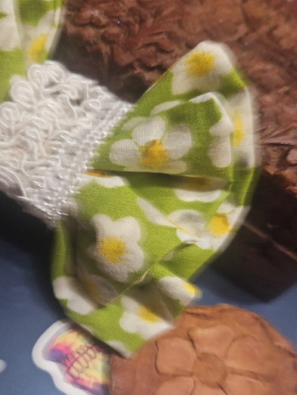 Hand Crafted Pet Collar Floral Bow Tie Lace Accent NEW
